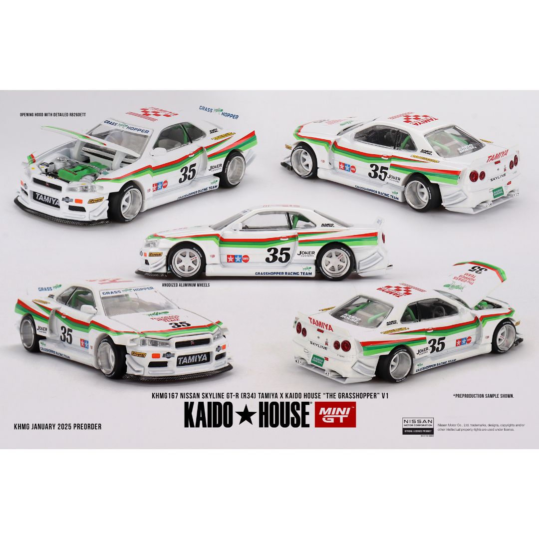 Kaido House Nissan Skyline GT-R (R34) TAMIYA x KAIDO HOUSE "The GRASSHOPPER" V1