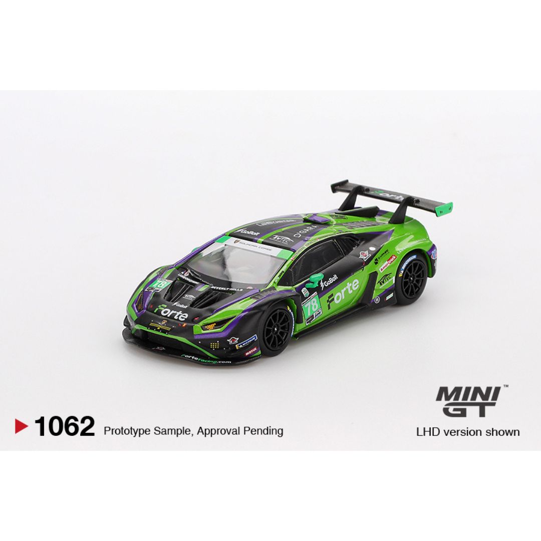 Mini GT Lamborghini Huracán GT3 EVO2 #78 Forte Racing 2024 IMSA Dayton