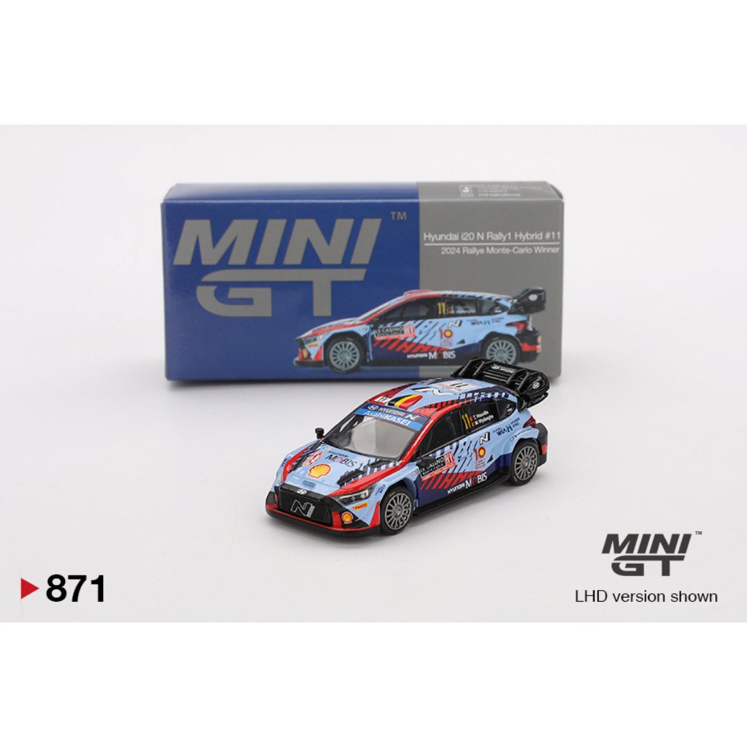 Mini GT Hyundai i20 N Rally1 Hybrid #11 2024 Rallye Monte-Carlo Winner - 871