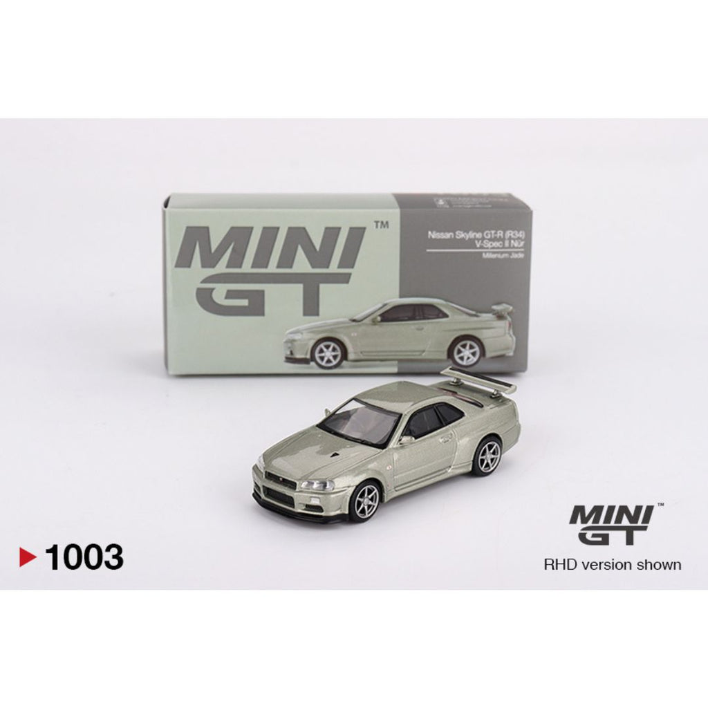 Mini GT Nissan Skyline GT-R (R34) V-Spec II Nür Millenium Jade - 1003