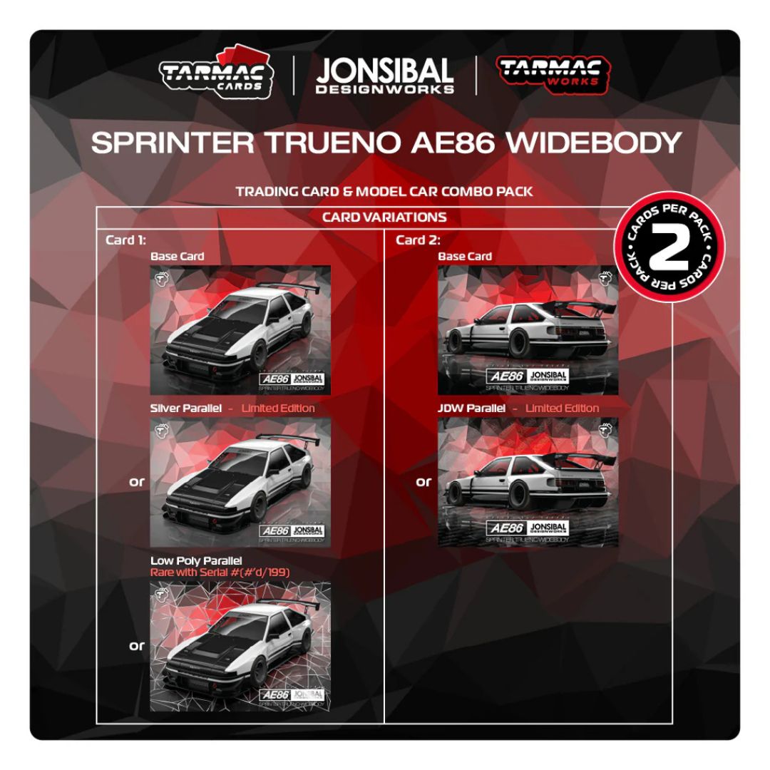 Tarmac Works Toyota Sprinter Trueno AE86 Widebody con Tarmac Cards