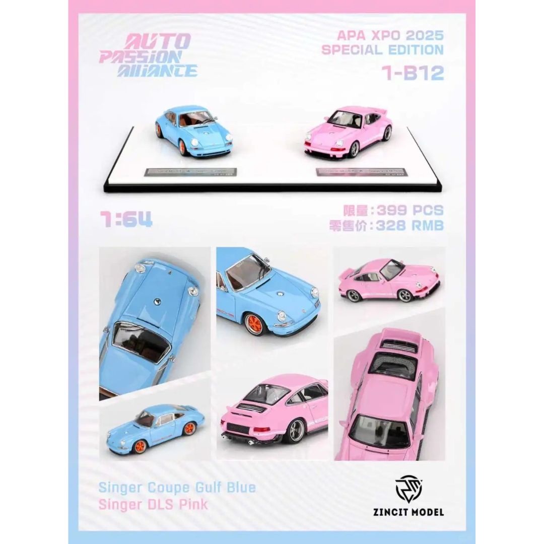 *PRE-ORDER* Zincit Model Set Singer Coupe Gulf Blue / Singer DLS Pink | 2025 Auto Passion Alliance (APA)